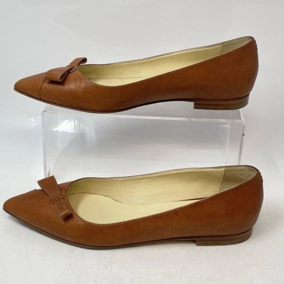 $425 Sarah Flit Ballet Flats Natalie Brown Leather Meghan Markle Sz 37 size 7 - Picture 3 of 11